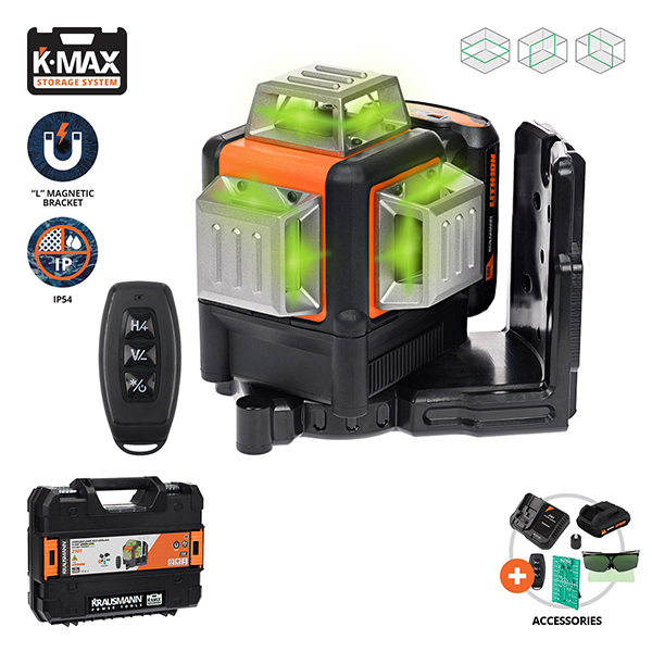 2101_img_02 Αλφάδι 3x360° πράσινης δέσμης KRAUSMANN 2101 12V + K-MAX - Image 1